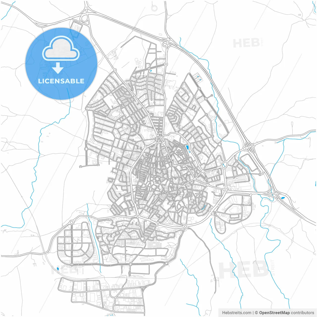 Colmenar Viejo, Madrid, Spain, city map with high resolution roads.