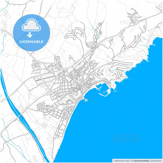 Blanes, Girona, Spain, city map with high resolution roads.