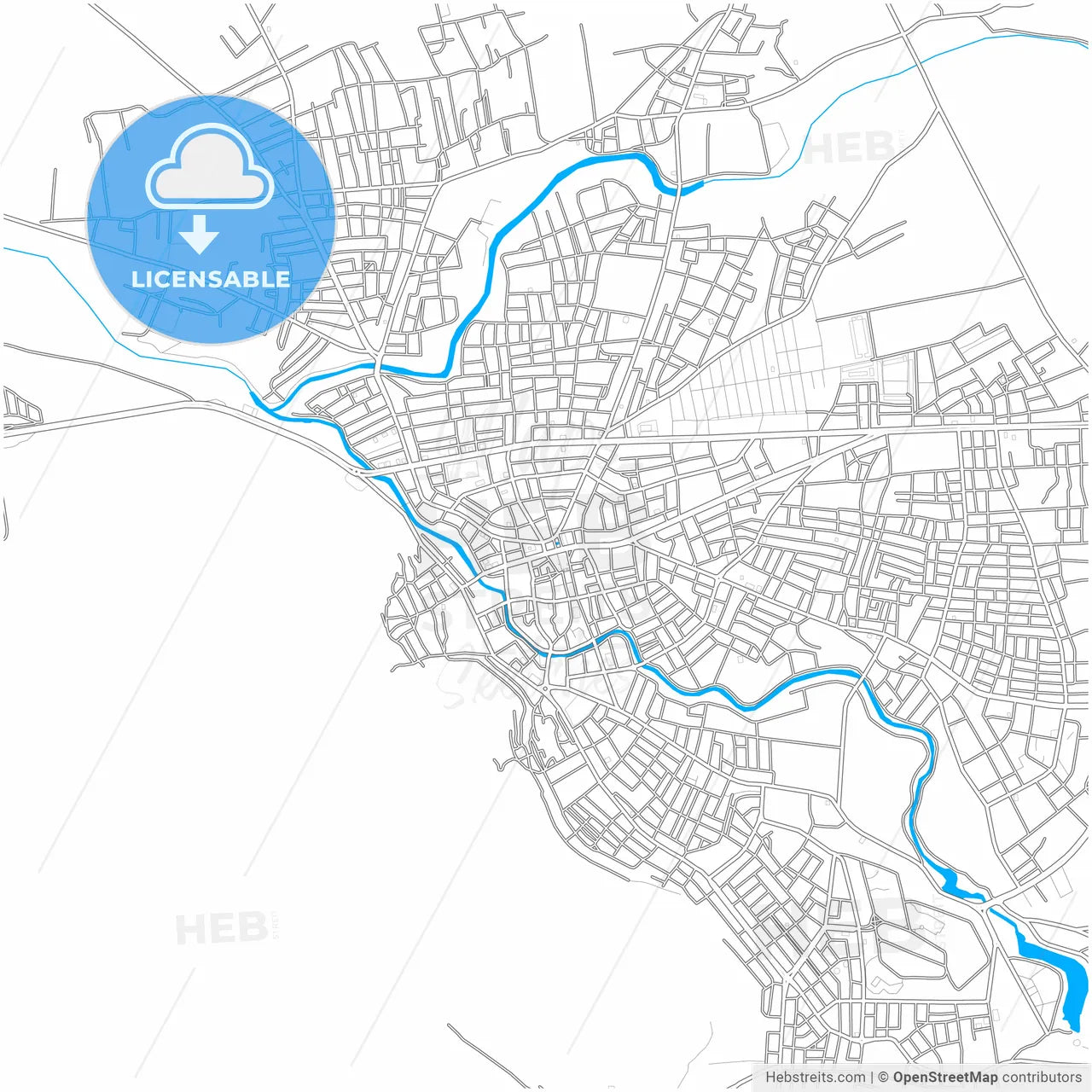 Elbistan, Kahramanmaraş, Turkey, city map with high resolution roads.