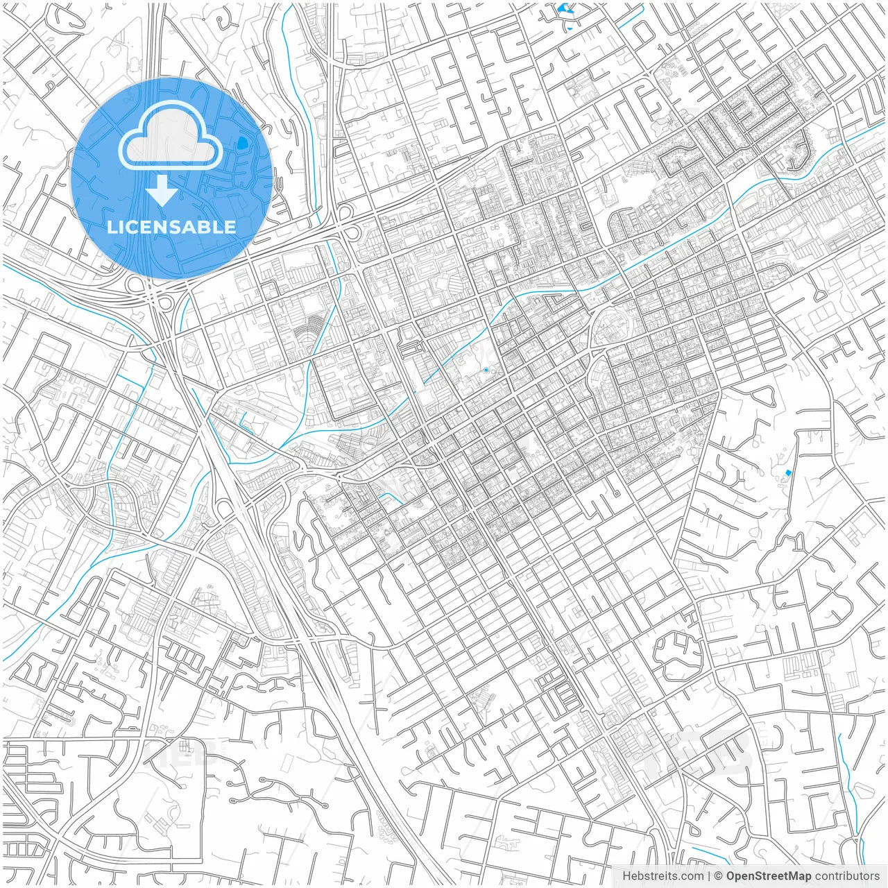 Escondido, California, United States, city map with high resolution roads.
