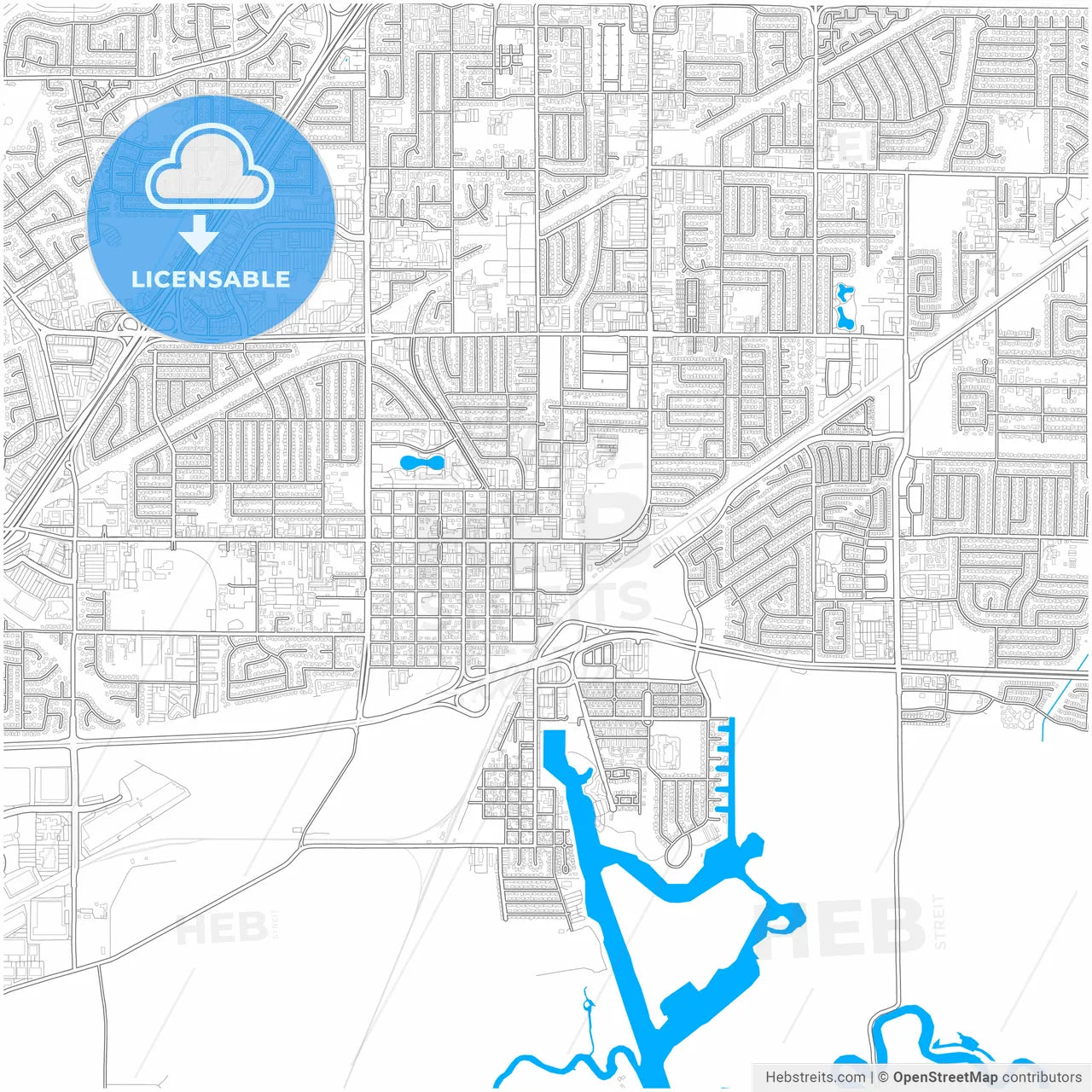 Fairfield, California, United States, city map with high resolution roads.