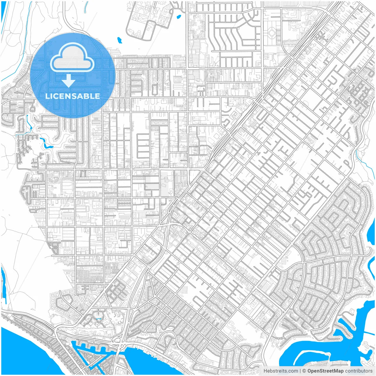 Costa Mesa, California, United States, city map with high resolution roads.