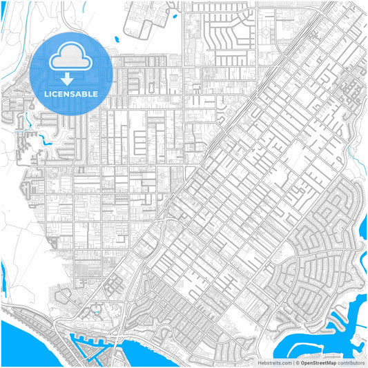 Costa Mesa, California, United States, city map with high resolution roads.