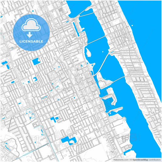Daytona Beach, Florida, United States, city map with high resolution roads.