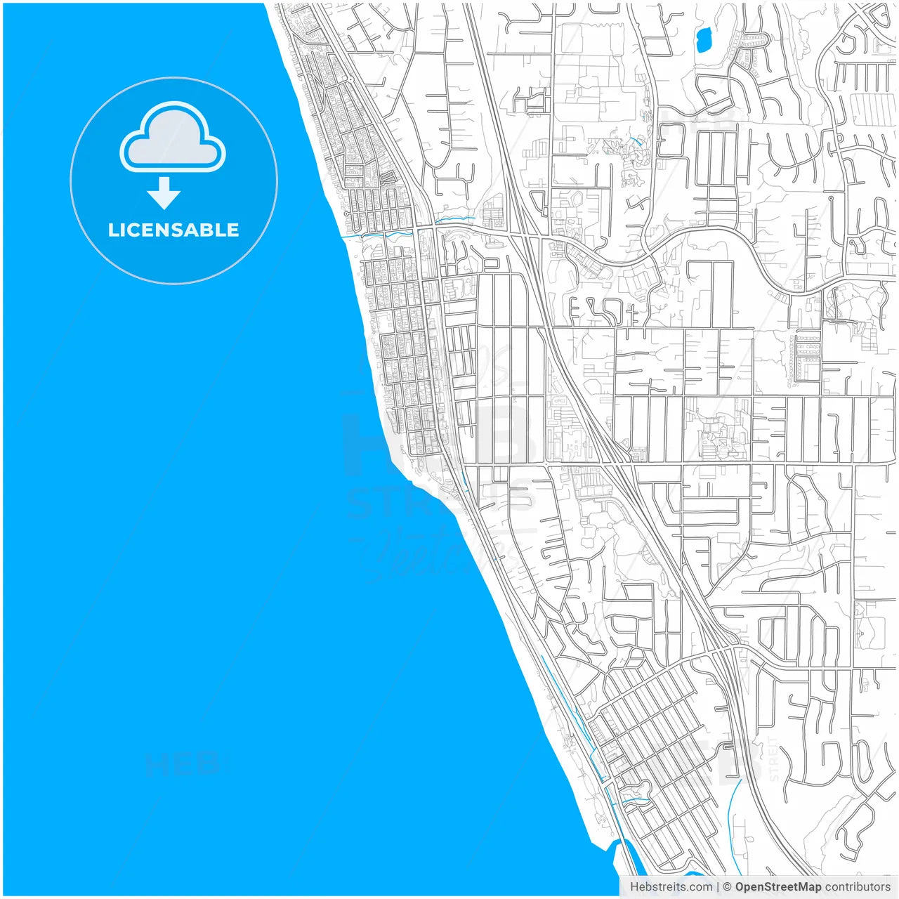 Encinitas, California, United States, city map with high resolution roads.