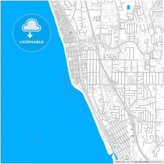 Encinitas, California, United States, city map with high resolution roads.