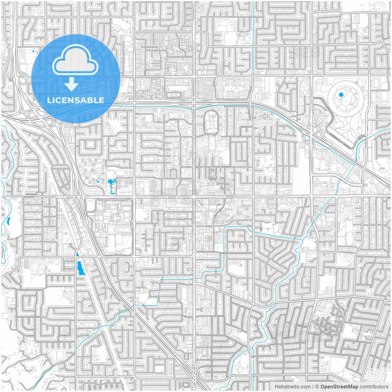 Cupertino, California, United States, city map with high resolution roads.