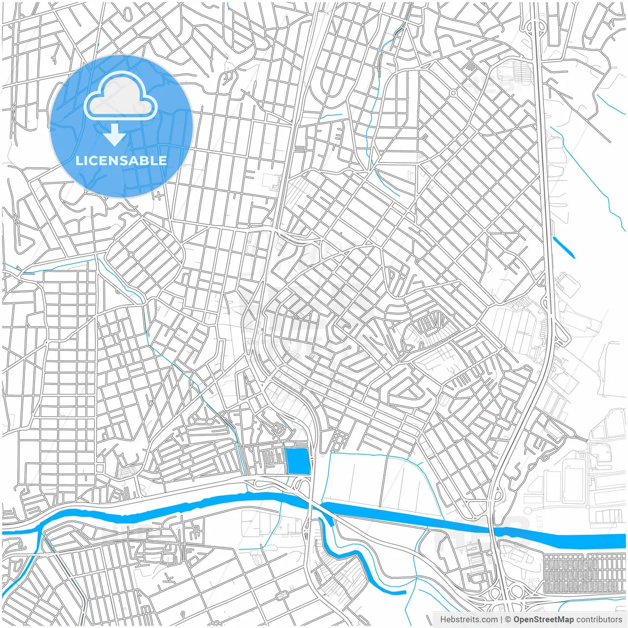 Duque de Caxias, Brazil, city map with high resolution roads.