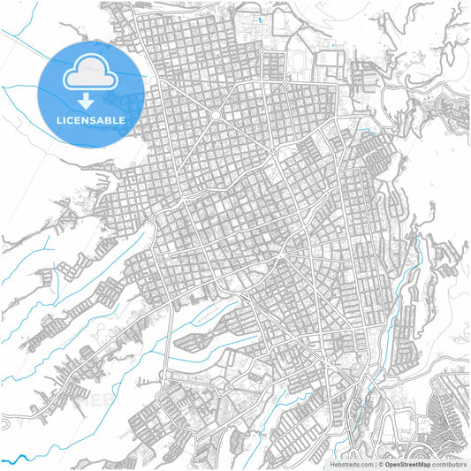 Bucaramanga, Colombia, city map with high resolution roads.