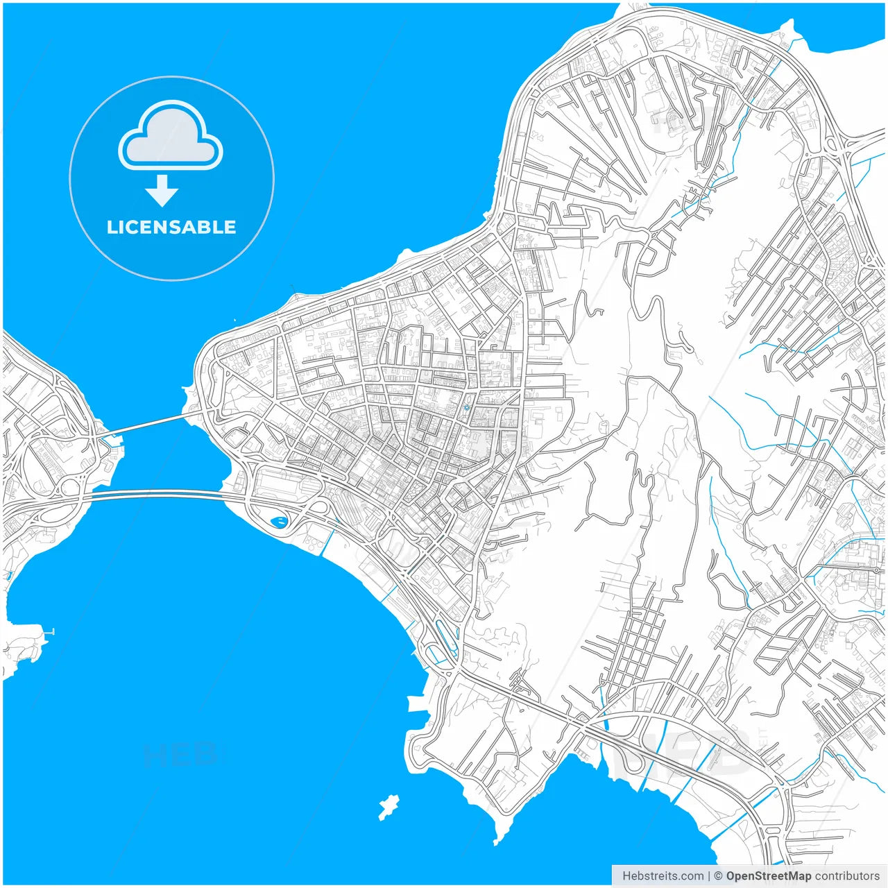 Florianopolis, Brazil, city map with high resolution roads.