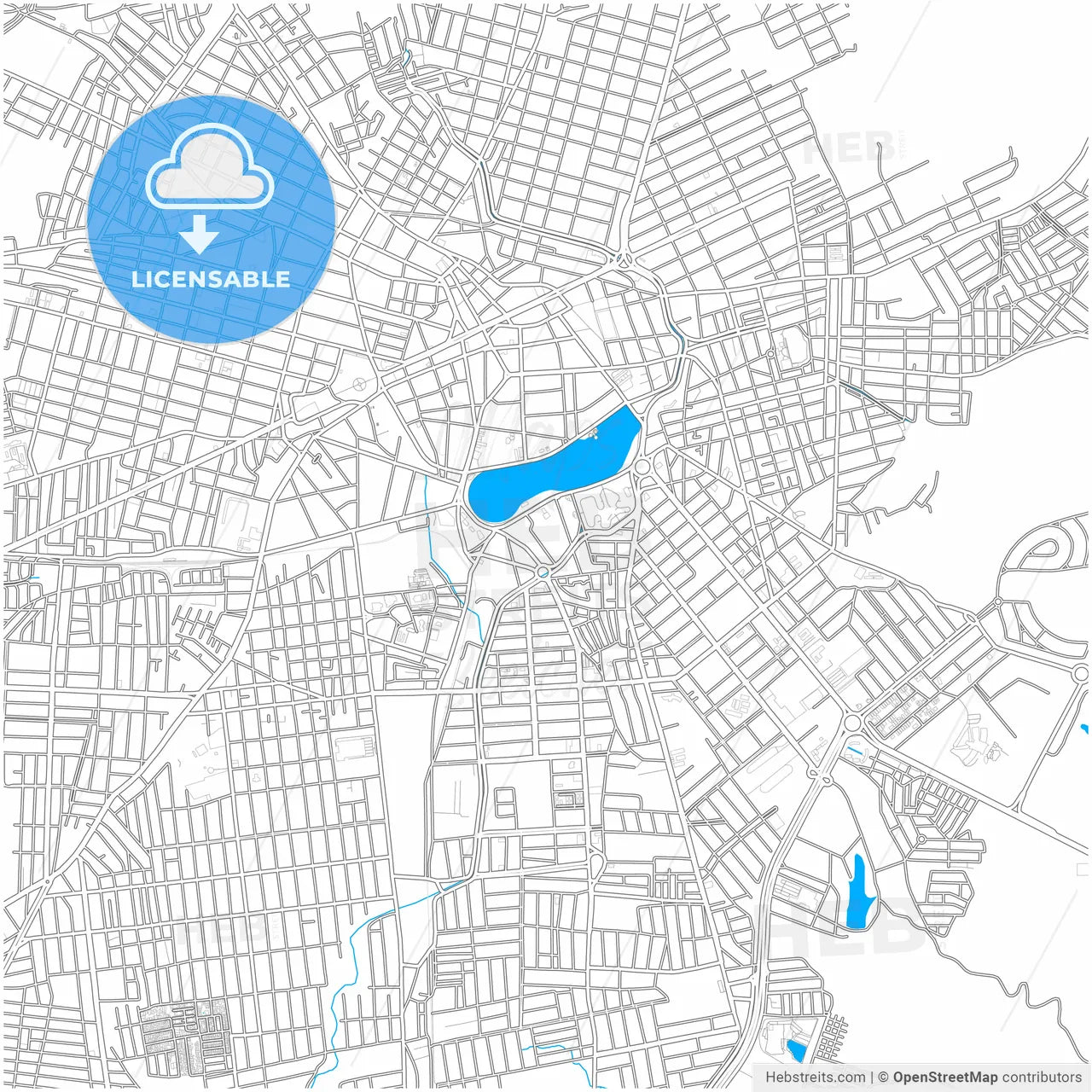 Campina Grande, Brazil, city map with high resolution roads.