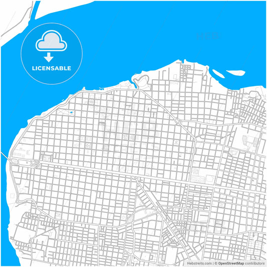 Corrientes, Argentina, city map with high resolution roads.