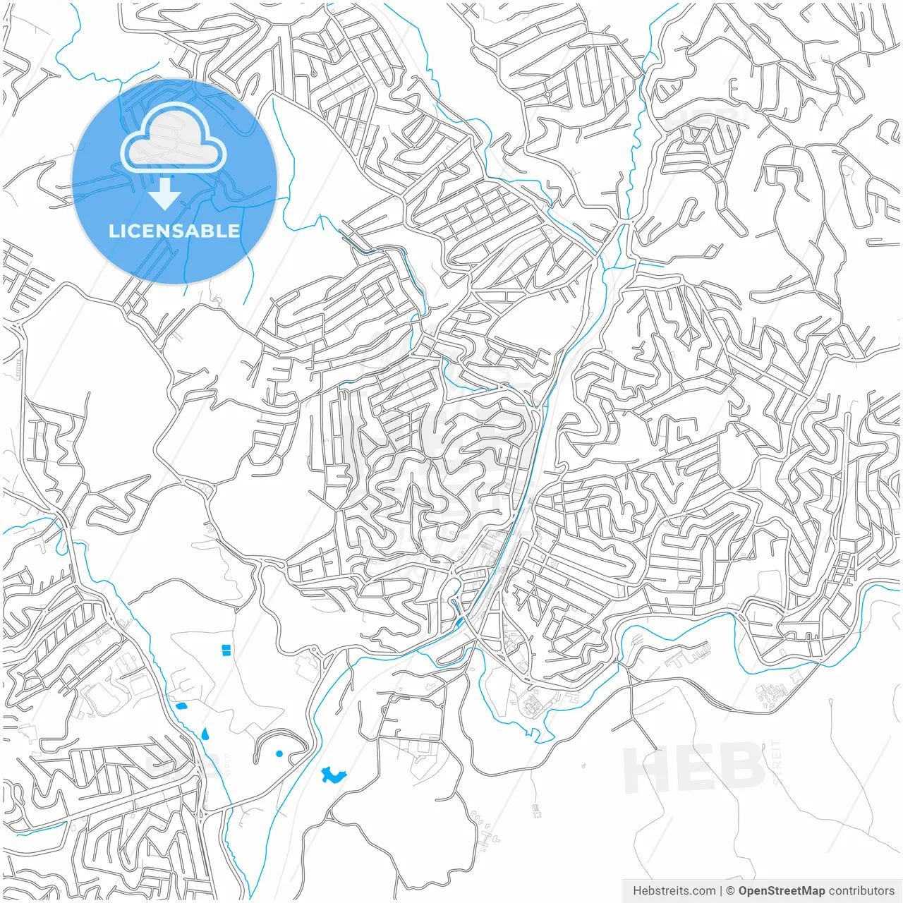 Franco da Rocha, Brazil, city map with high resolution roads.