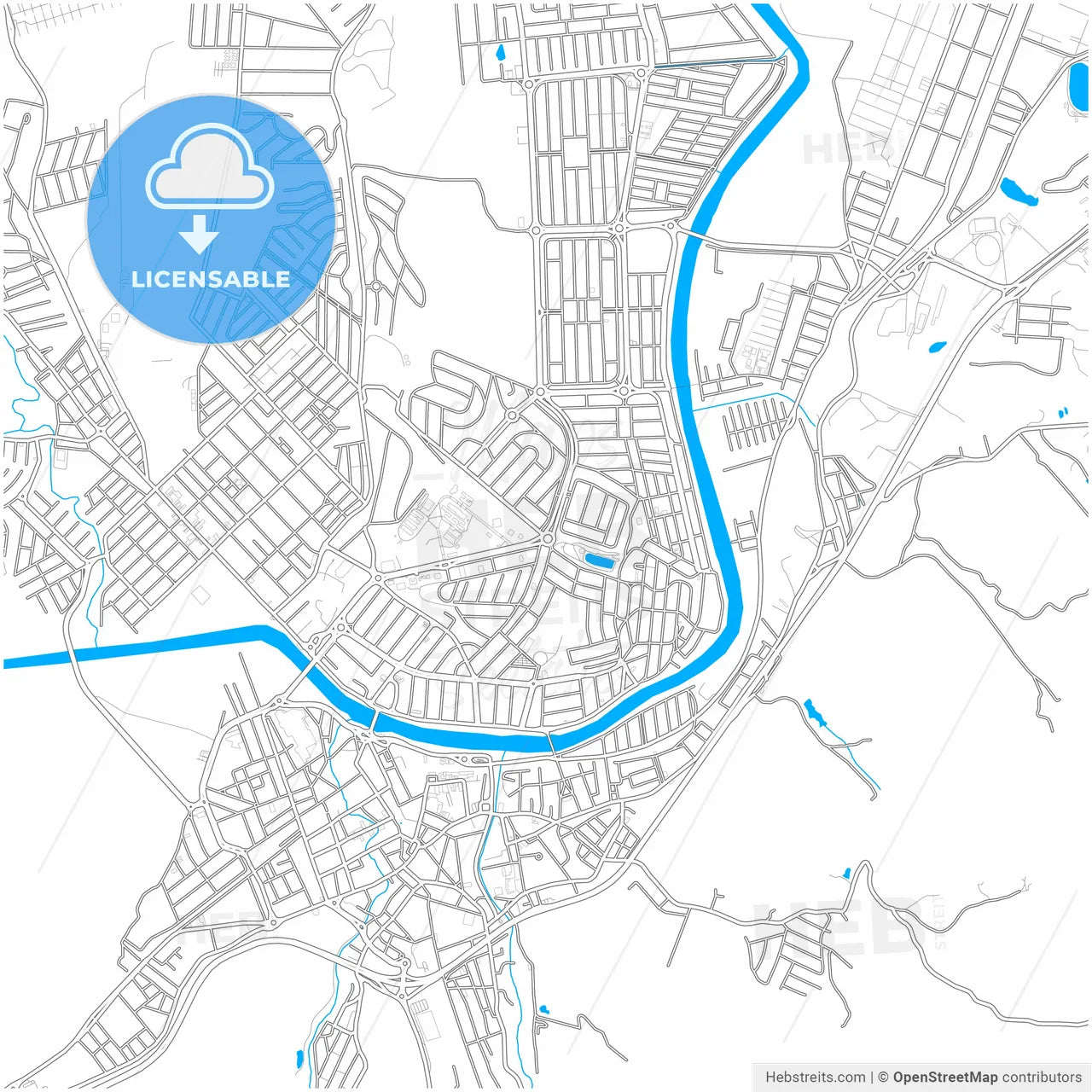 Guaratingueta, Brazil, city map with high resolution roads.