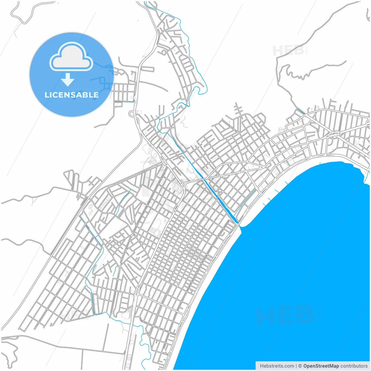Caraguatatuba, Brazil, city map with high resolution roads.