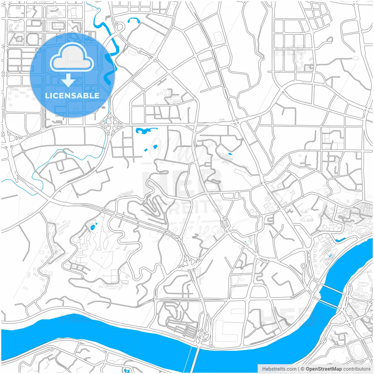 Chongqing, China, city map with high resolution roads.