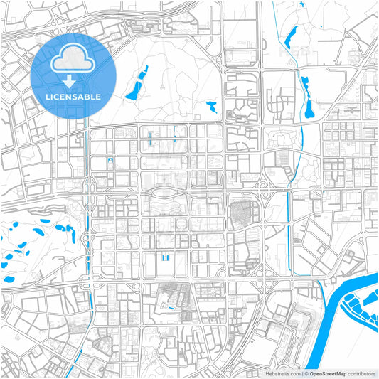 Shenzhen, Guangdong, China, city map with high resolution roads.
