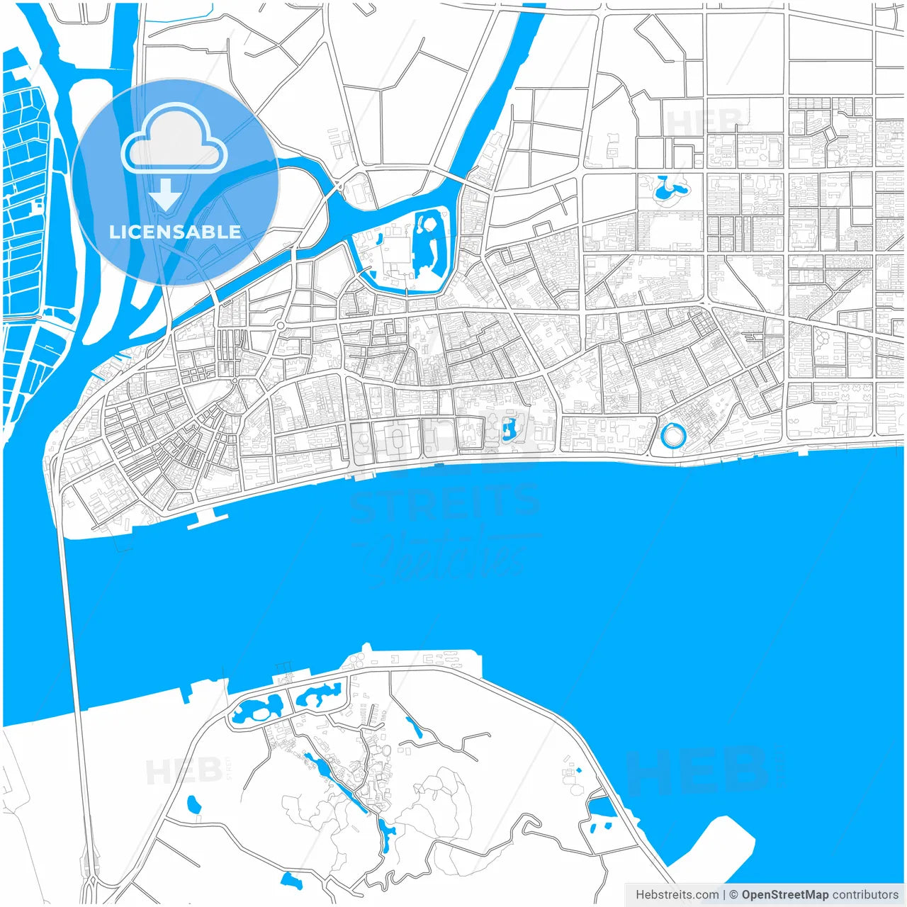 Shantou, Guangdong, China, city map with high resolution roads.