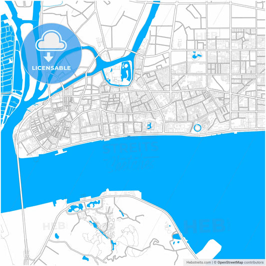 Shantou, Guangdong, China, city map with high resolution roads.