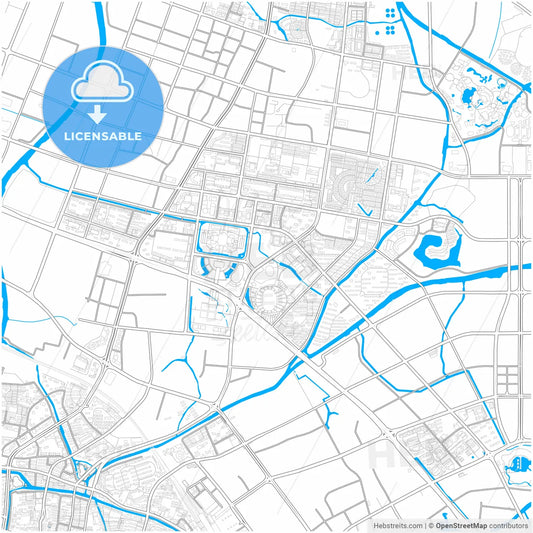 Changzhou, Jiangsu, China, city map with high resolution roads.
