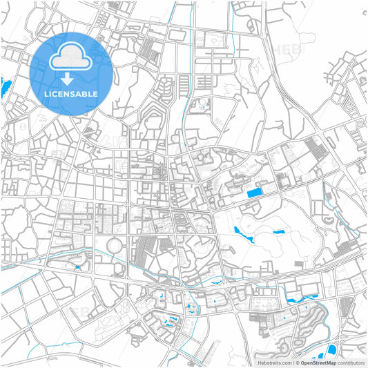 Zhongshan, Guangdong, China, city map with high resolution roads.