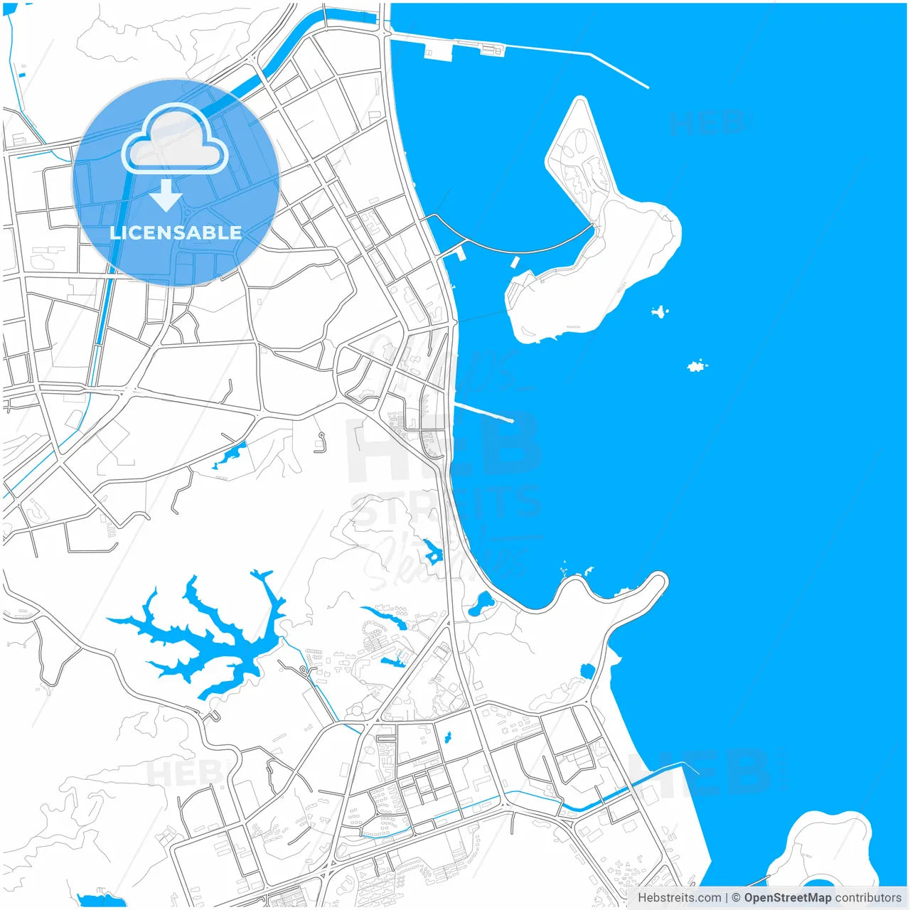 Zhuhai, Guangdong, China, city map with high resolution roads.