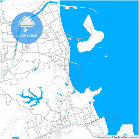 Zhuhai, Guangdong, China, city map with high resolution roads.