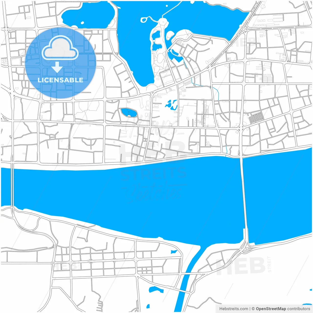 Zhaoqing, Guangdong, China, city map with high resolution roads.