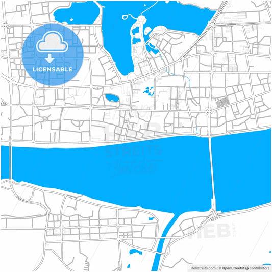 Zhaoqing, Guangdong, China, city map with high resolution roads.