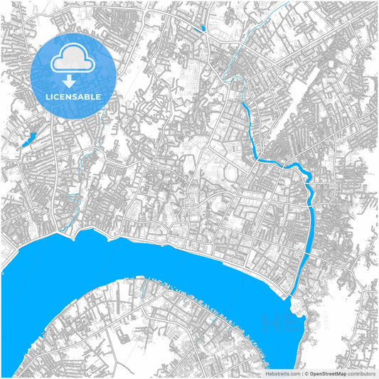 Samarinda, East Kalimantan, Indonesia, city map with high resolution roads.