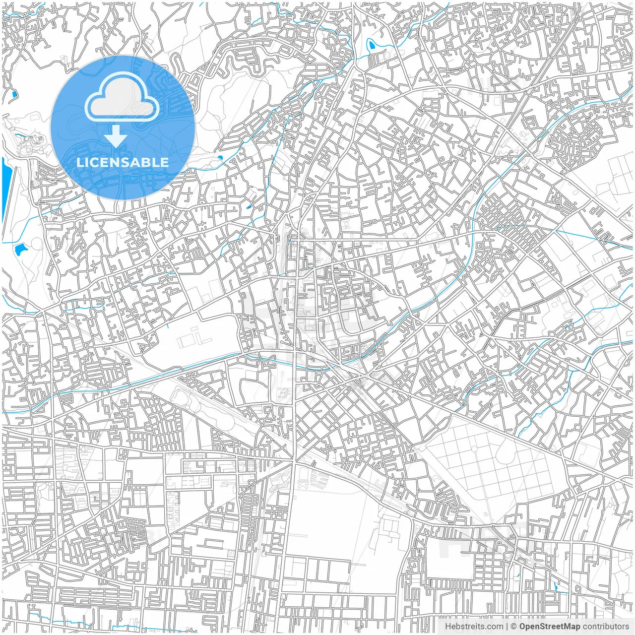 Higashimurayama, Tokyo, Japan, city map with high resolution roads.