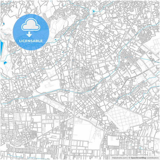Higashimurayama, Tokyo, Japan, city map with high resolution roads.