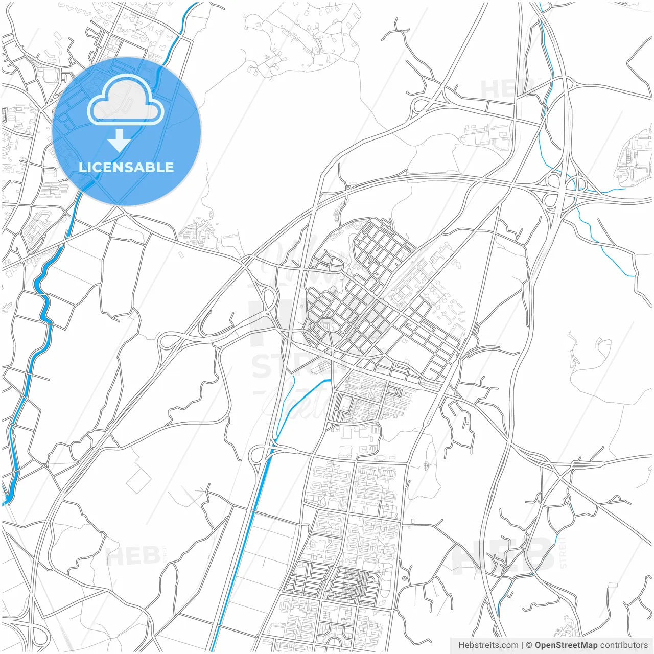 Goyang, Gyeonggi, South Korea, city map with high resolution roads.