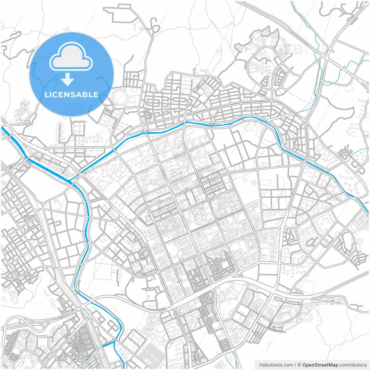 Anyang, Gyeonggi, South Korea, city map with high resolution roads.