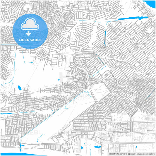Cotonou, Benin, city map with high resolution roads.