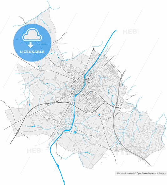 Halle, Flemish Brabant, Belgium, high resolution vector map - Instant download PDF and JPG