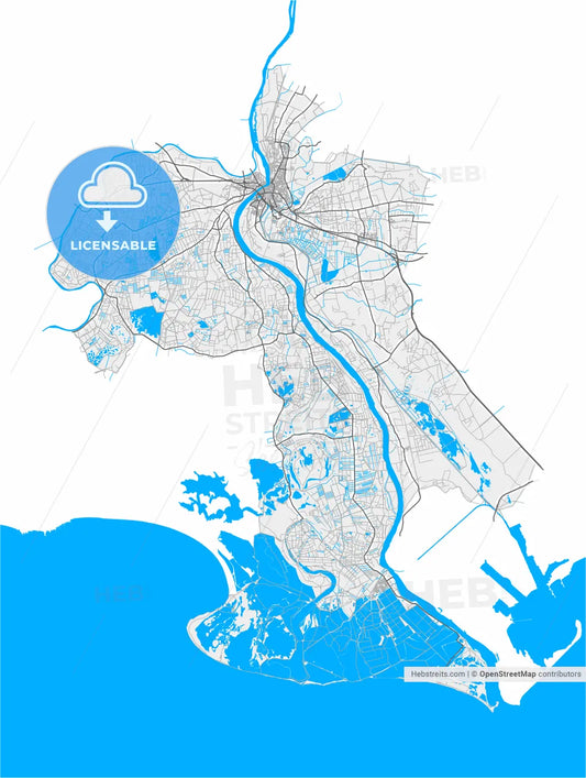 Arles, Bouches-du-Rhône, France, high resolution vector map - Instant download PDF and JPG