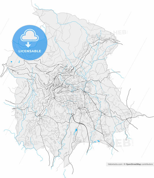 Grasse, Alpes-Maritimes, France, high resolution vector map - Instant download PDF and JPG