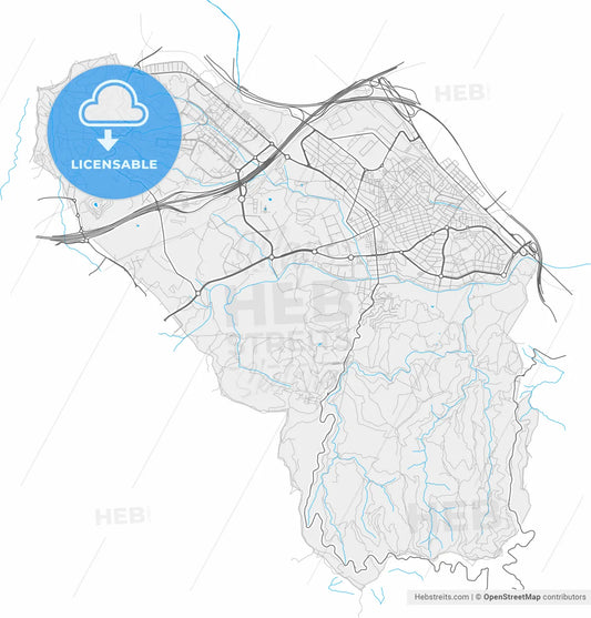 Cerdanyola del Vallès, Barcelona, Spain, high resolution vector map - Instant download PDF and JPG
