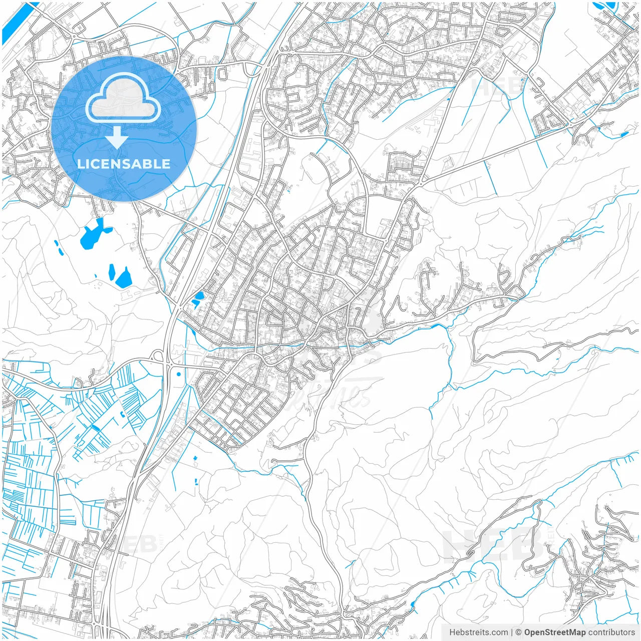 Götzis, Vorarlberg, Austria, city map with high resolution roads.