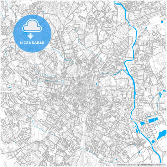 Montpellier, Hérault, France, city map with high resolution roads.
