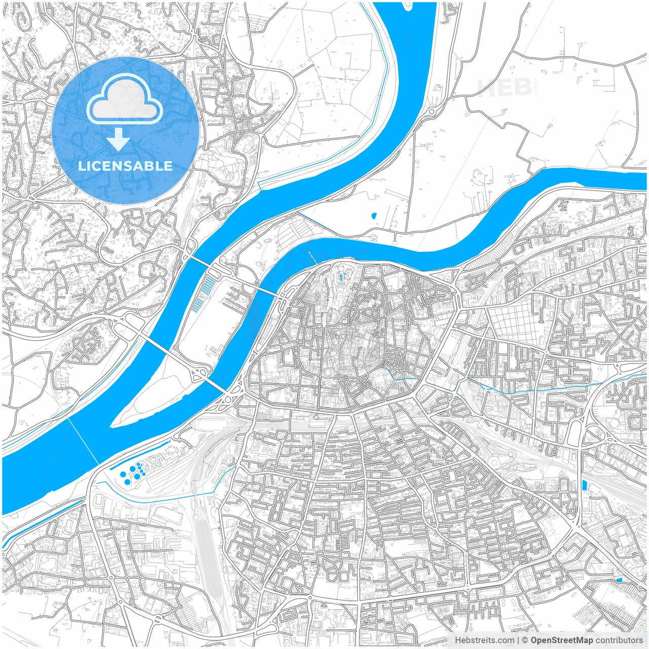 Avignon, Vaucluse, France, city map with high resolution roads.