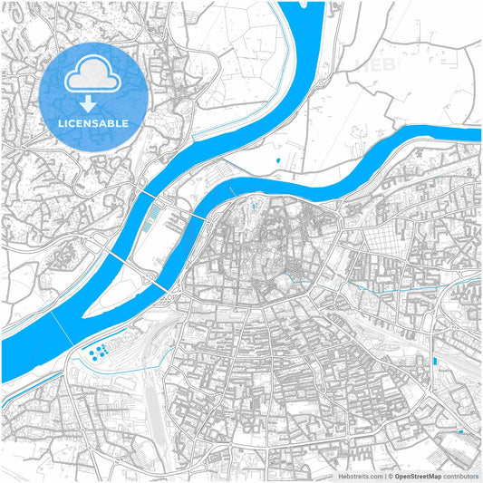 Avignon, Vaucluse, France, city map with high resolution roads.