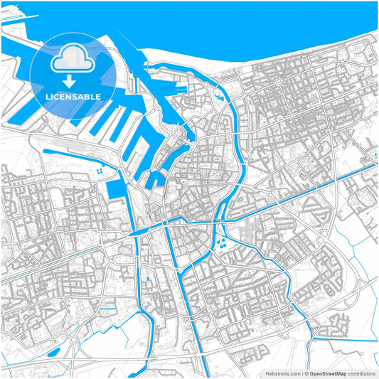 Dunkirk, Nord, France, city map with high resolution roads.