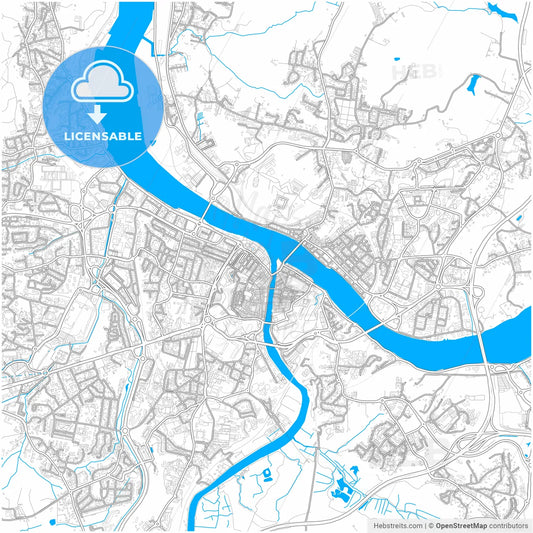 Bayonne, Pyrénées-Atlantiques, France, city map with high resolution roads.