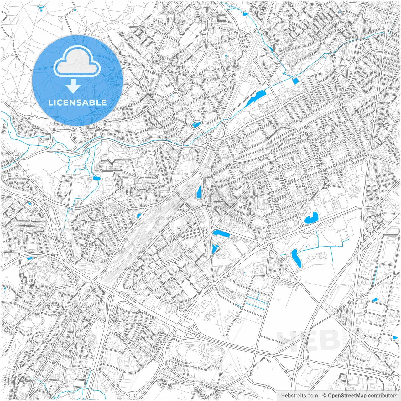Massy, Essonne, France, city map with high resolution roads.