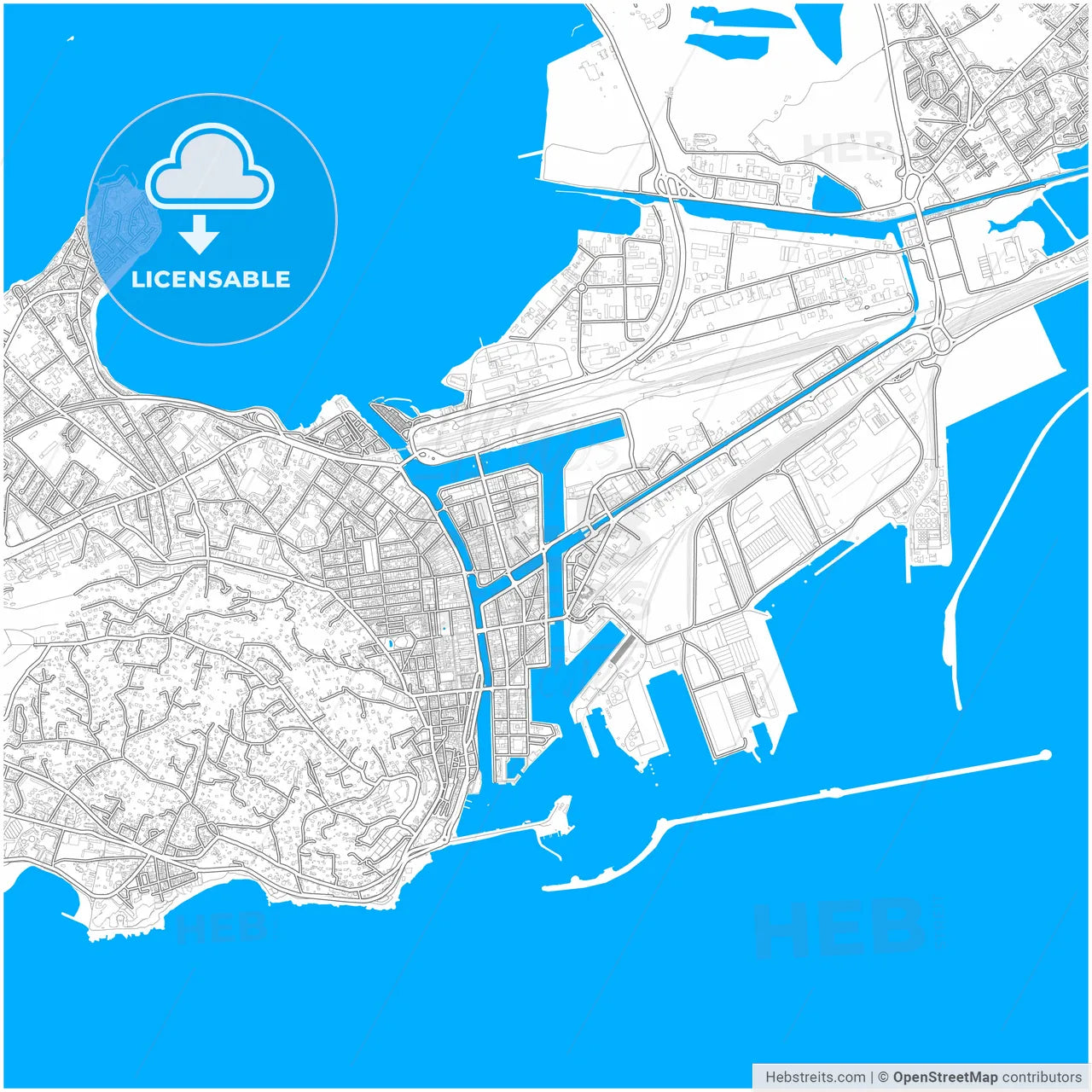 Sète, Hérault, France, city map with high resolution roads.