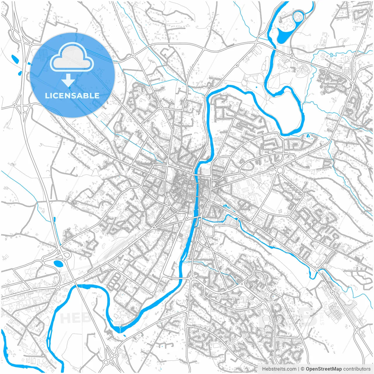 Castres, Tarn, France, city map with high resolution roads.