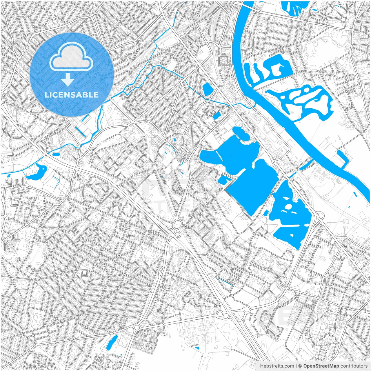 Viry-Châtillon, Essonne, France, city map with high resolution roads.