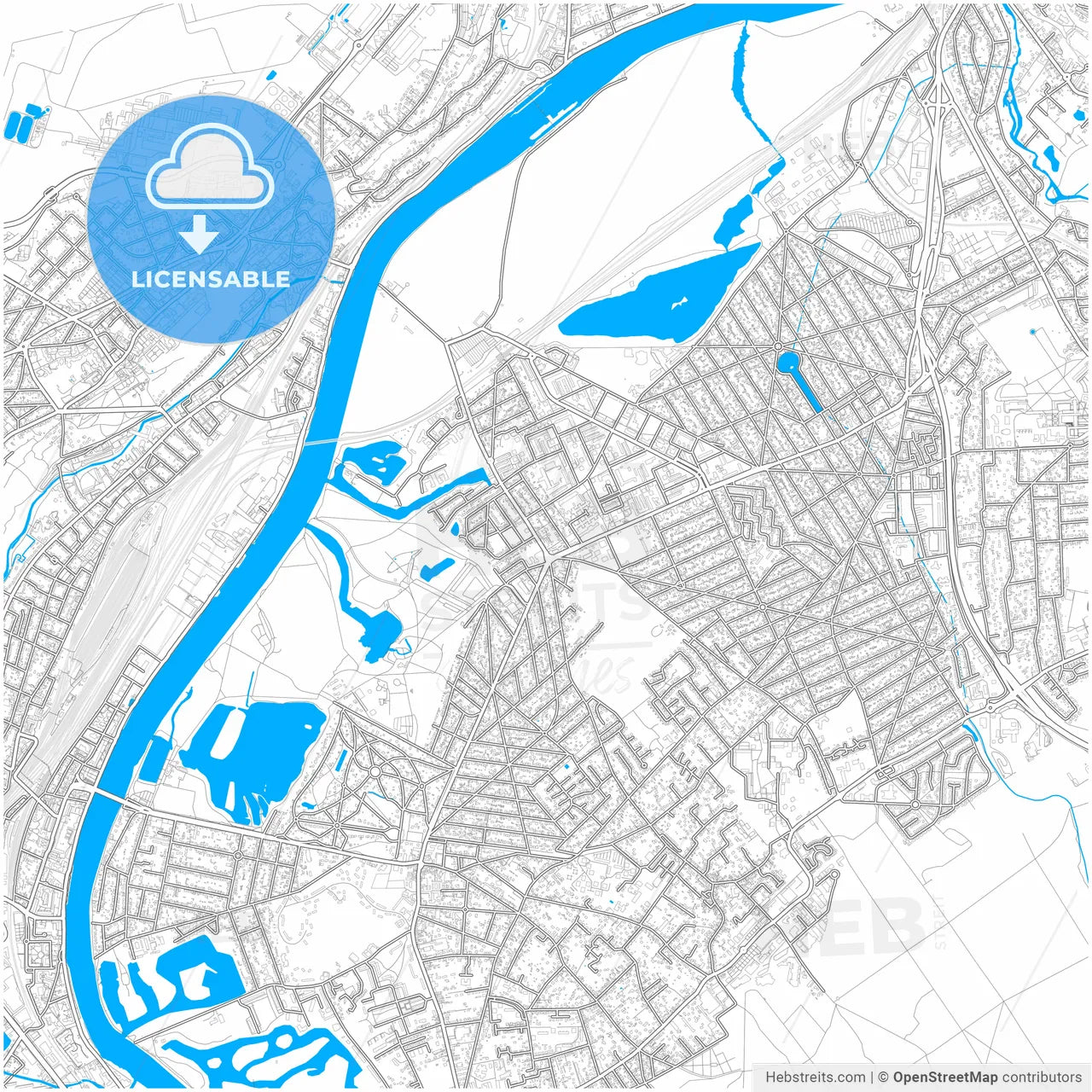 Vigneux-sur-Seine, Essonne, France, city map with high resolution roads.